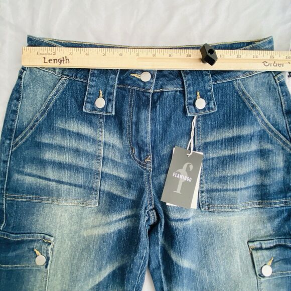 Flamingo Jeans 90s Womens Large Cargo Large Sailor Denim Flap Pocket 30 X 30 - Picture 5 of 8